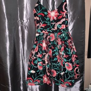 Floral open back cocktail dress